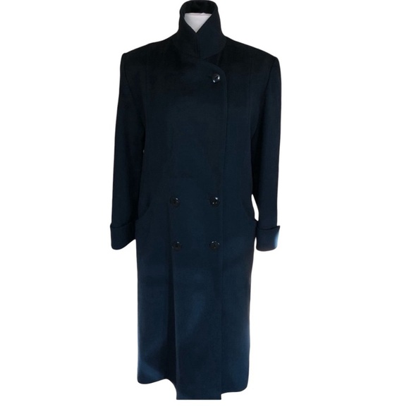 Vintage Petite Sophisticate Maxi Green Wool blend Coat w/buttons size 8P - Picture 1 of 16